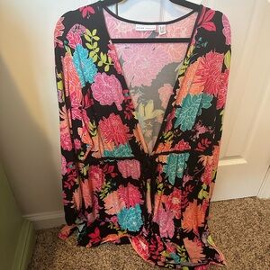Susan Graver Multicolor Floral Tunic Top